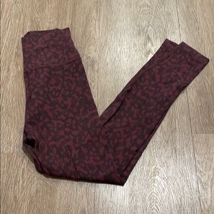 Lululemon ALIGN PANT II 25" in Burgundy Cheetah